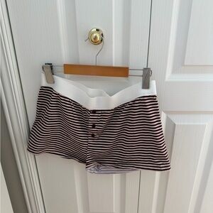 Ardene Striped Athletic Shorts in Brown and White